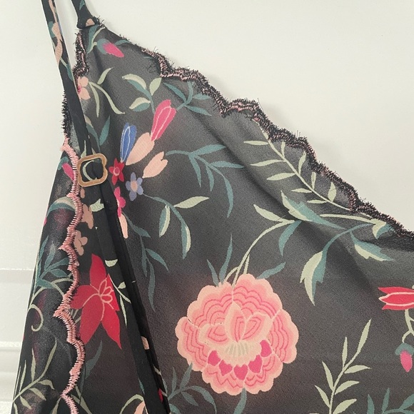 Natori + Neiman Marcus Vintage slip and robe, peacocks and flowers, one size - Picture 7 of 11